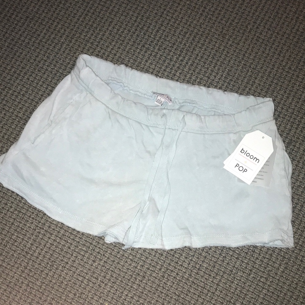 bloom Light Blue Cotton Drawstring Lounge Shorts